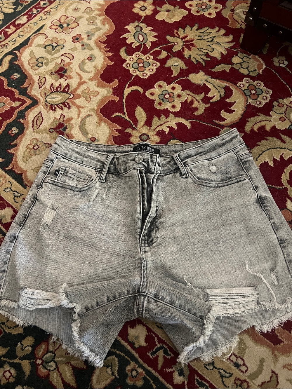 Judy Blue Faded Grey Distressed Denim Shorts